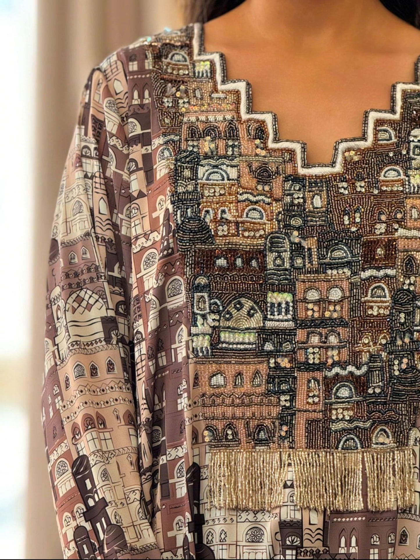 EMBELLISHED NECKLINE MUKHAWAR - ARCHITECTURE