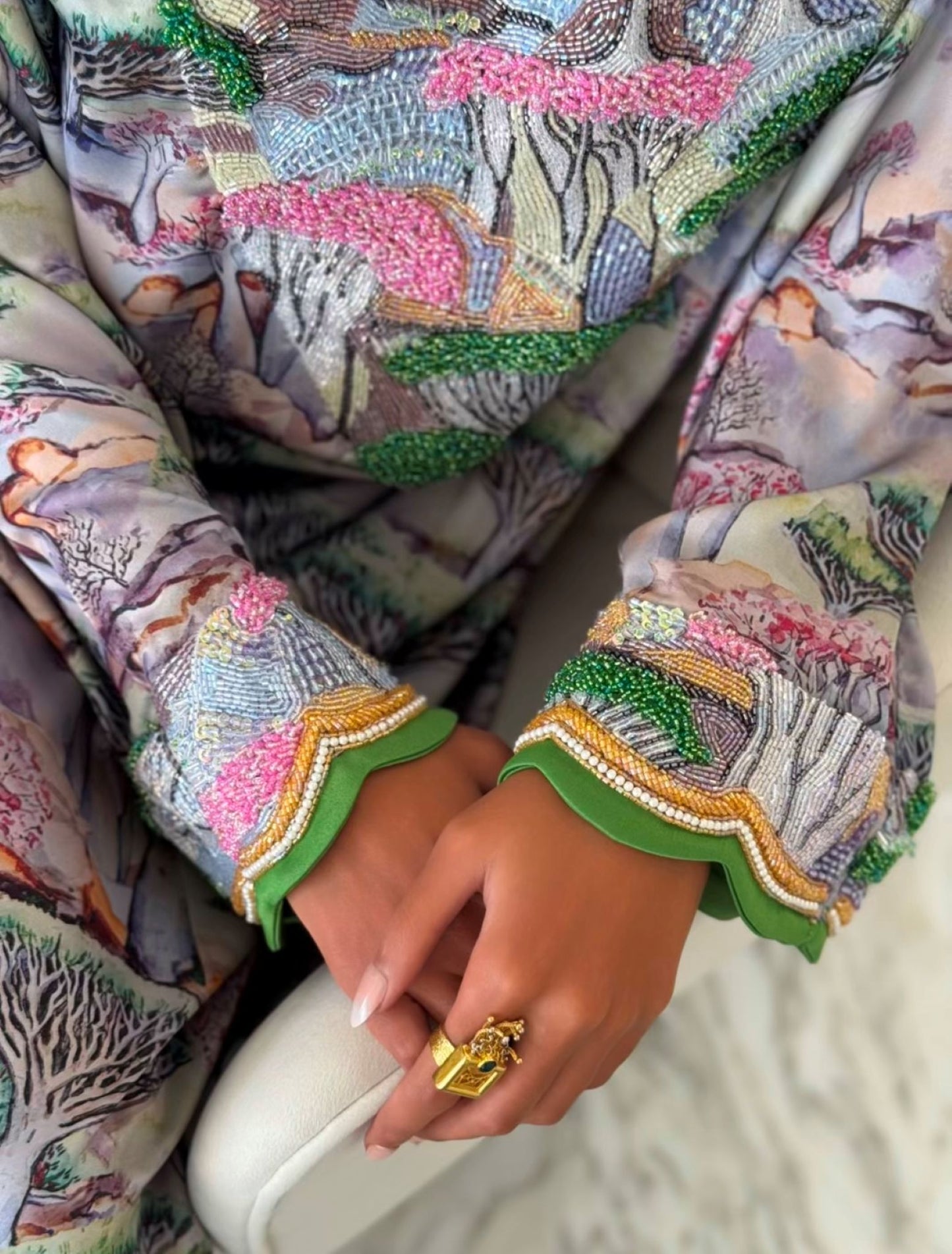 EMBELLISHED NECKLINE MUKHAWAR - DRAGON TREE