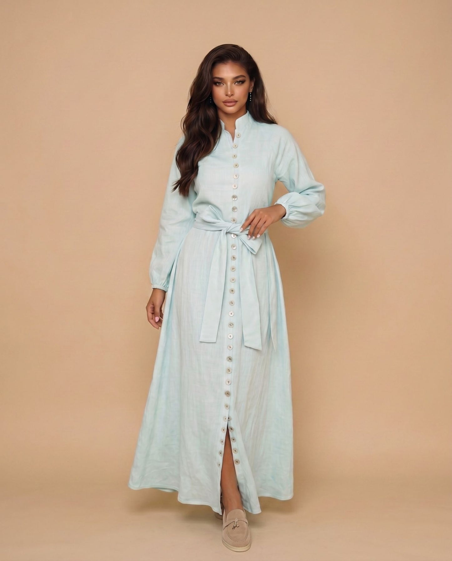 Pearl Breeze Linen Dress