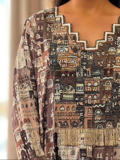 EMBELLISHED NECKLINE MUKHAWAR - ARCHITECTURE