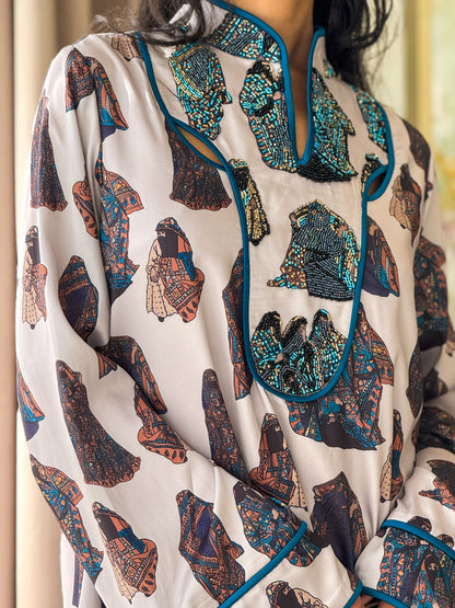 EMBELLISHED NECKLINE MUKHAWAR - FIGURES