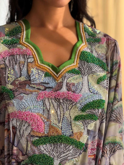 EMBELLISHED NECKLINE MUKHAWAR - DRAGON TREE
