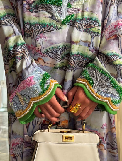 EMBELLISHED NECKLINE MUKHAWAR - DRAGON TREE