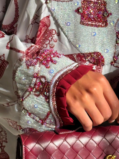 EMBELLISHED NECKLINE MUKHAWAR - SILVER JEWELRY
