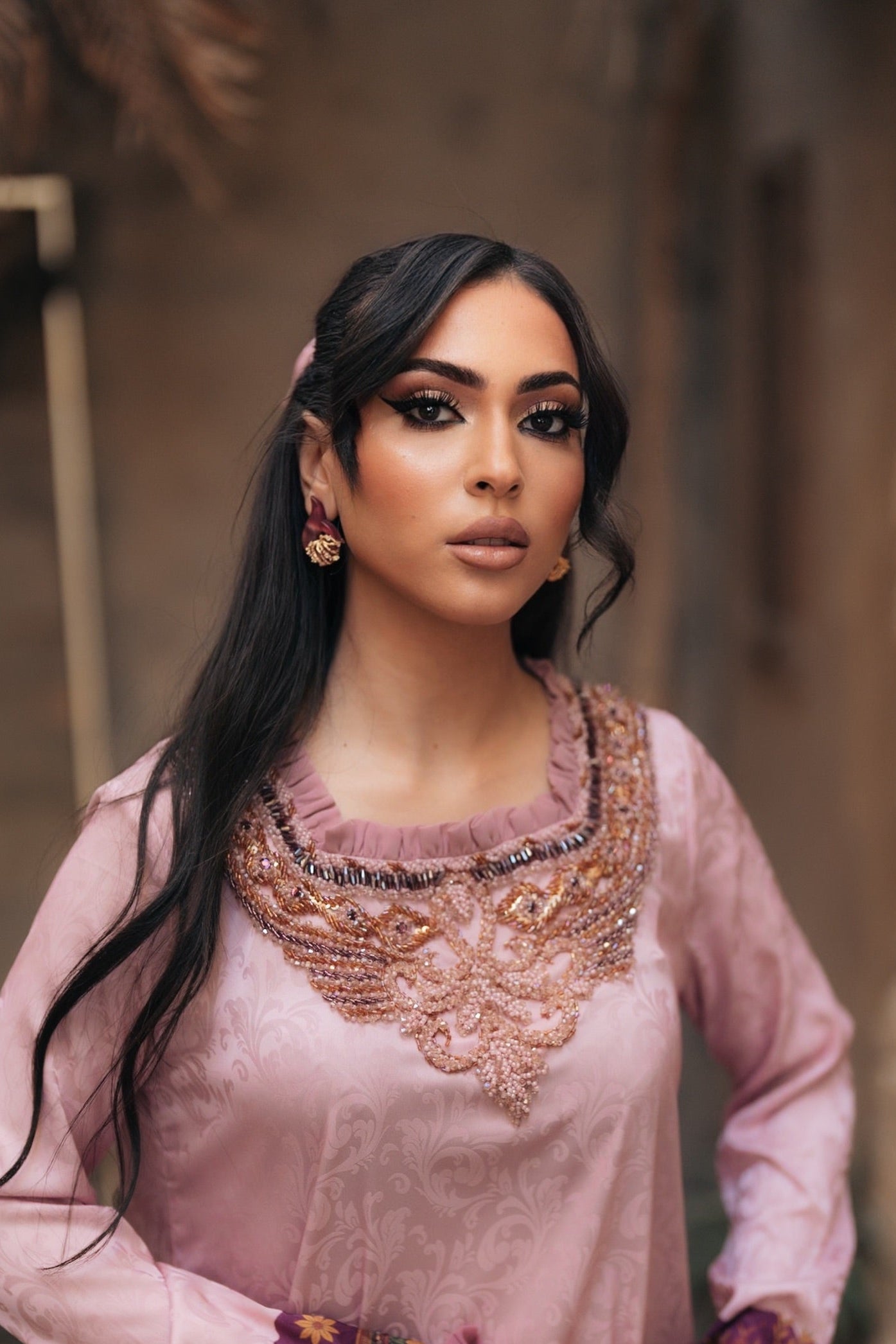 EMBELLISHED NECKLINE MUKHAWAR - SITARA