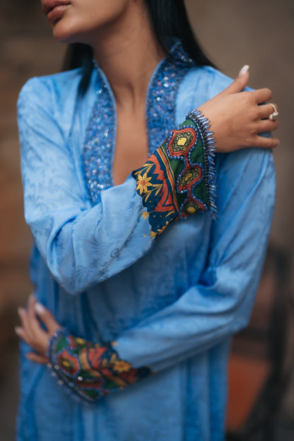 EMBELLISHED NECKLINE MUKHAWAR - SITARA