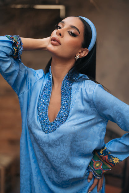 EMBELLISHED NECKLINE MUKHAWAR - SITARA