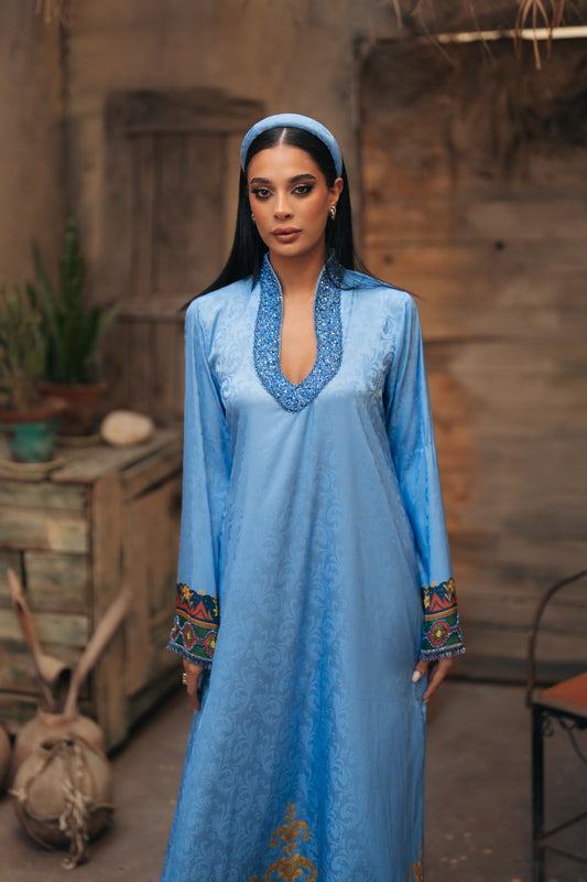 EMBELLISHED NECKLINE MUKHAWAR - SITARA