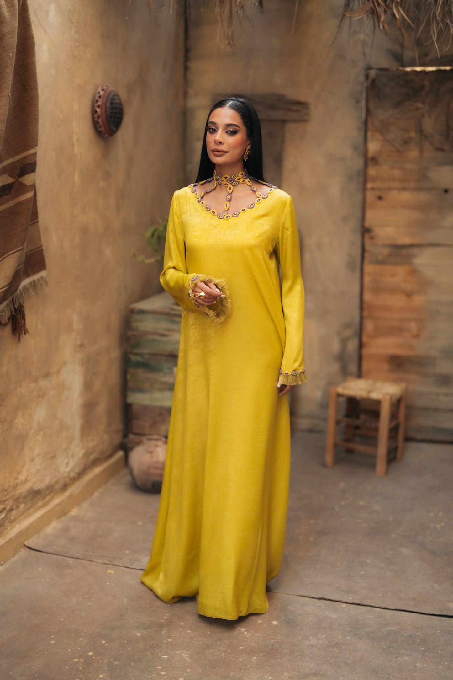 EMBROIDERED EYE MOTIFS GOWN