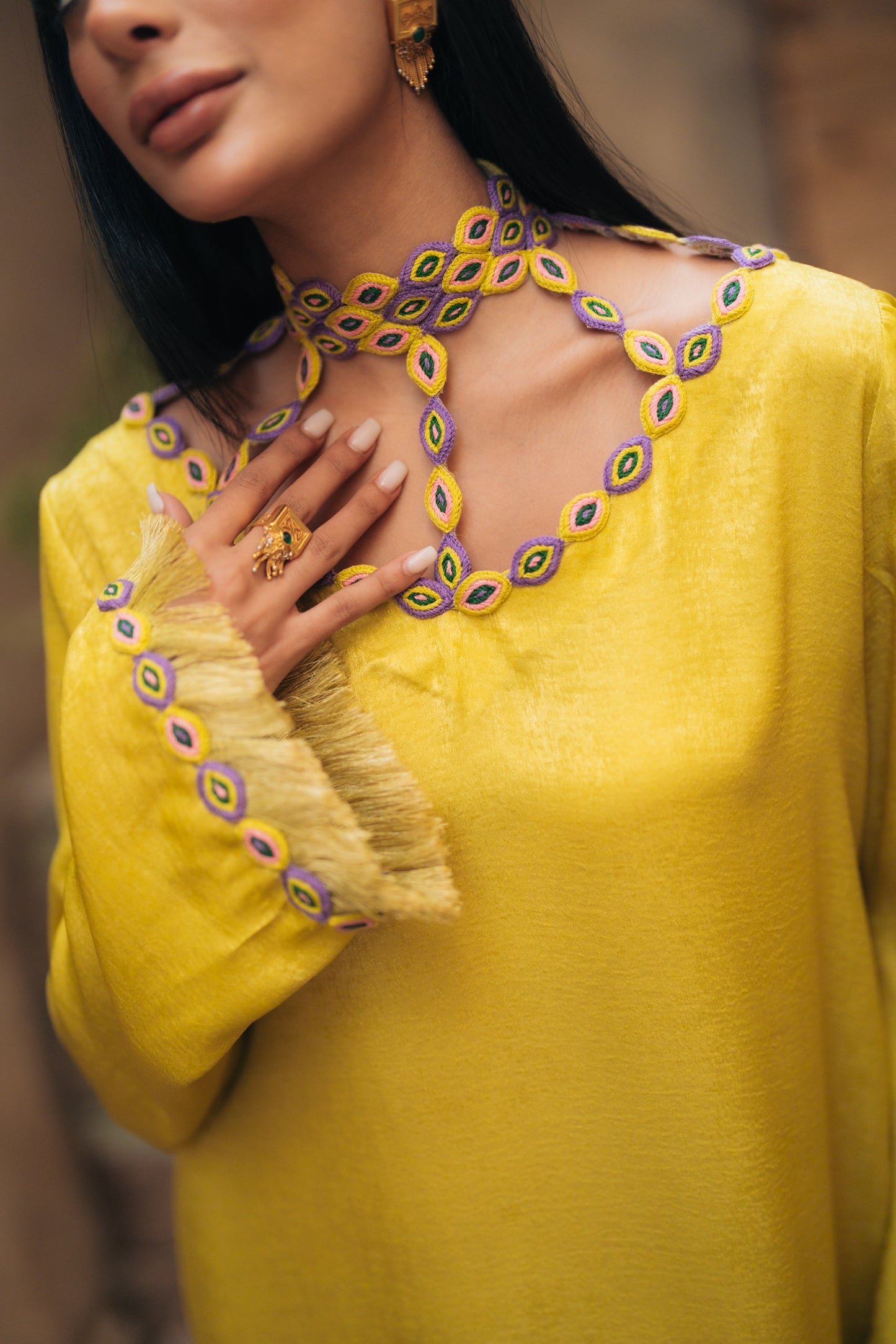 EMBROIDERED EYE MOTIFS GOWN