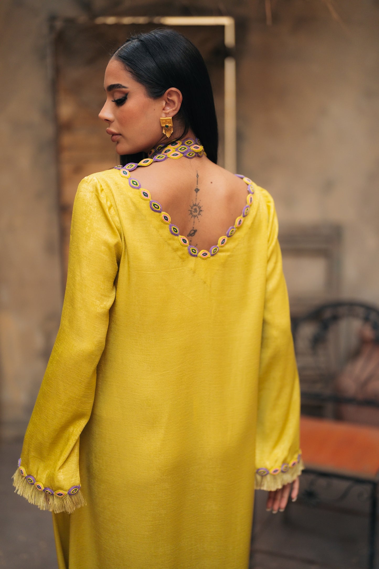 EMBROIDERED EYE MOTIFS GOWN