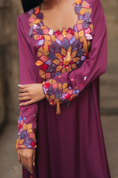 EMBELLISHED NECKLINE MUKHAWAR - QAMAREYA