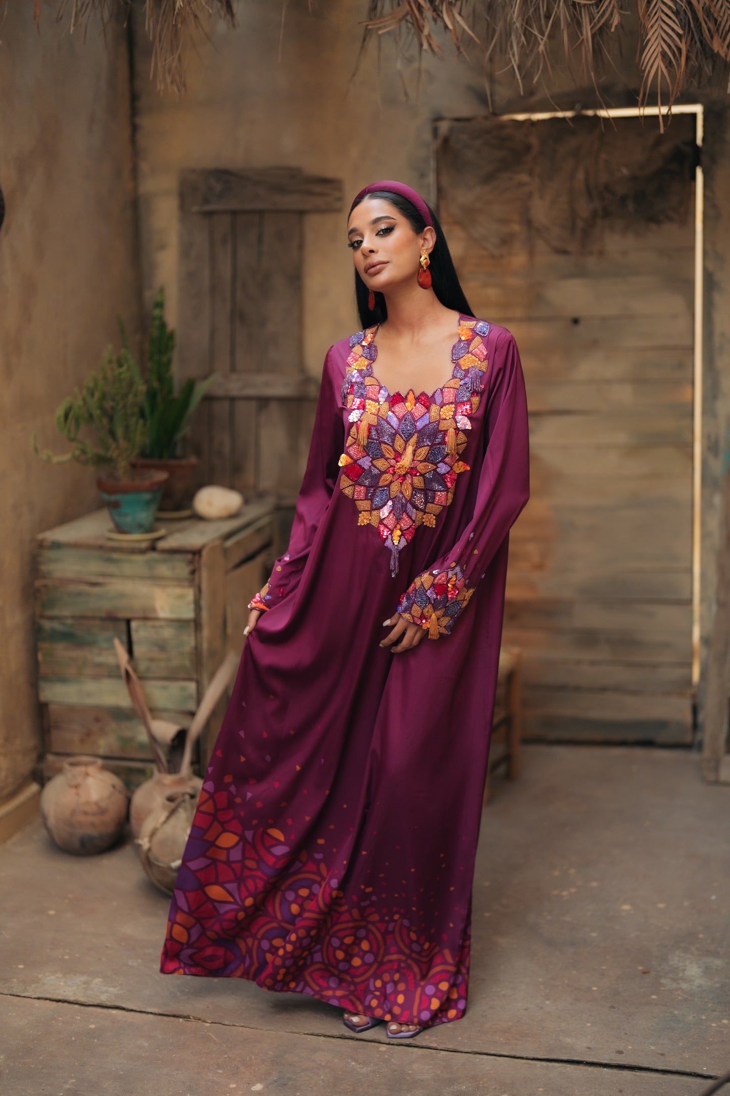 EMBELLISHED NECKLINE MUKHAWAR - QAMAREYA