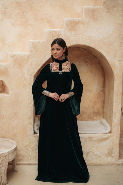 HIGH NECK BEADED COLLAR GOWN