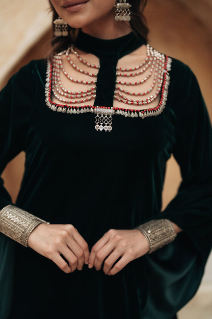 HIGH NECK BEADED COLLAR GOWN