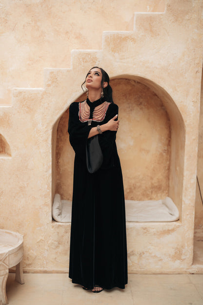 HIGH NECK BEADED COLLAR GOWN