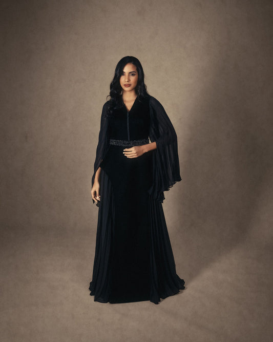 BELL SLEEVES CONTRAST DRESS