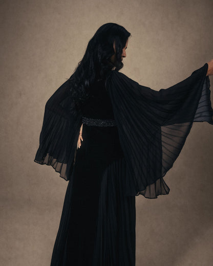 BELL SLEEVES CONTRAST DRESS